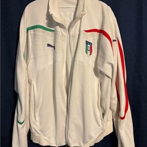 Puma White Jacket with Italy Crest and Red-Green Stripes